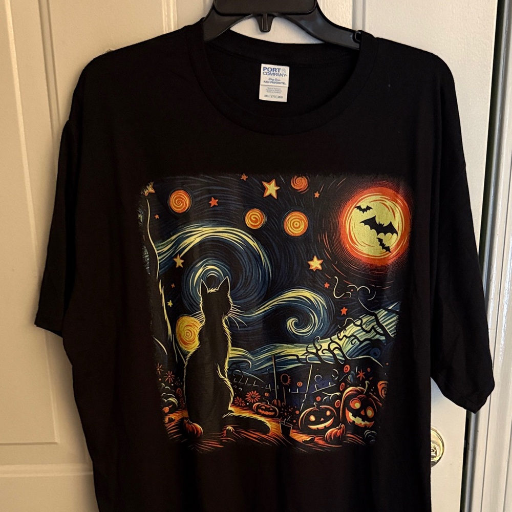 Port & Company Black Halloween Cat Tee